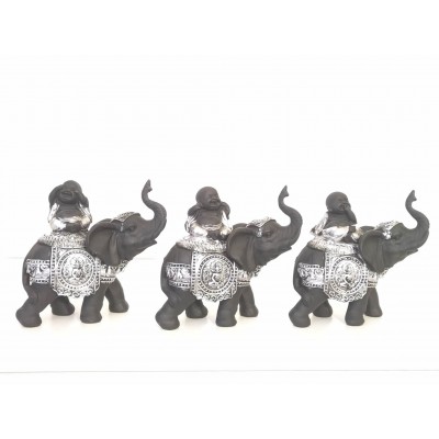 Ensemble de 3 bouddha chinois sur éléphants